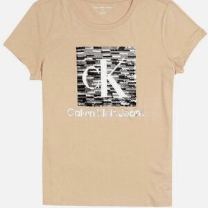 Calvin Klein Jeans Tan Short Sleeve Tee with Graphic Design